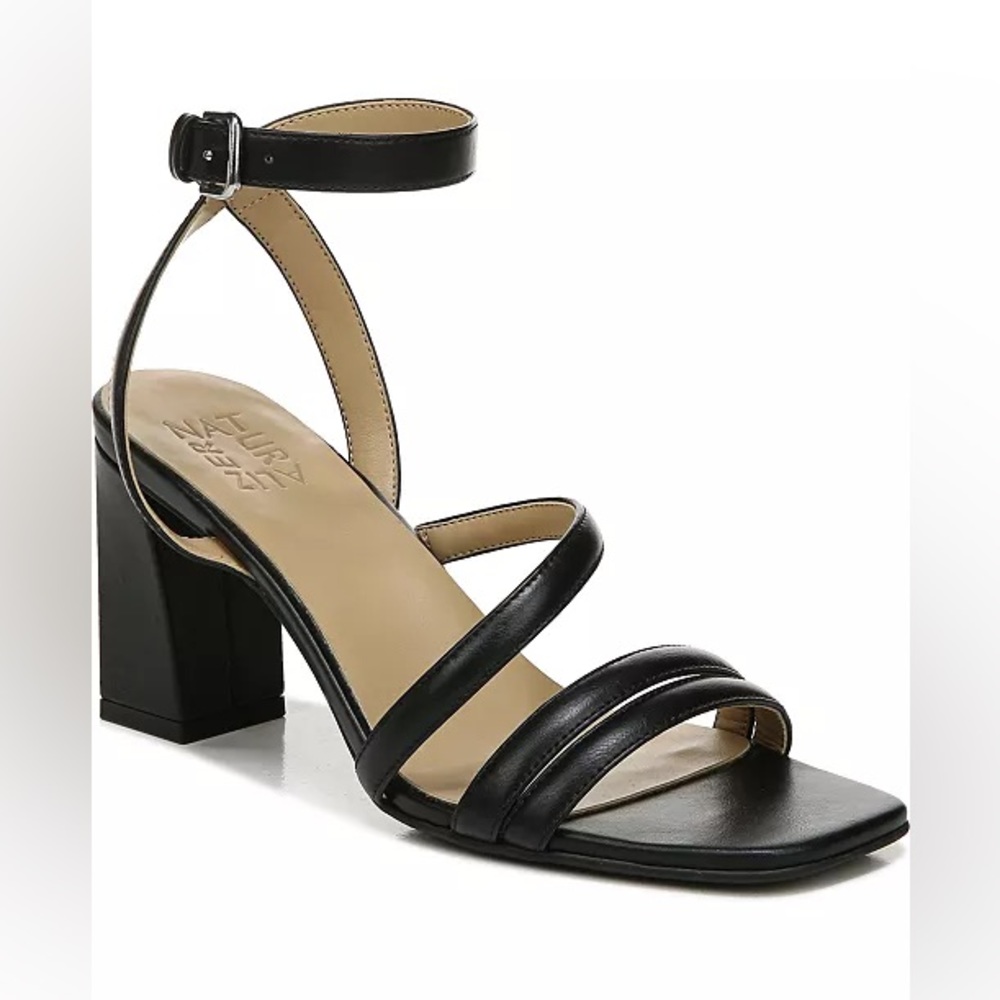 NWOT Women's Naturalizer Black Strappy Block Heel Rizzo Sandal